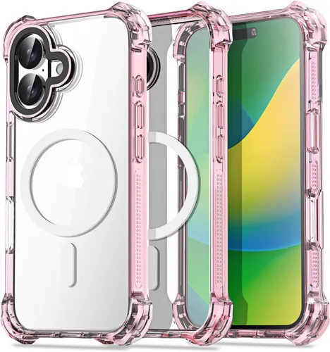 Vista 50 de AICase Funda Rebote Rosa Neón Brillante Compatible con iPhone 15, Transparente a Prueba de Impactos Resistente a Golpes Linda Femenina Adolescente