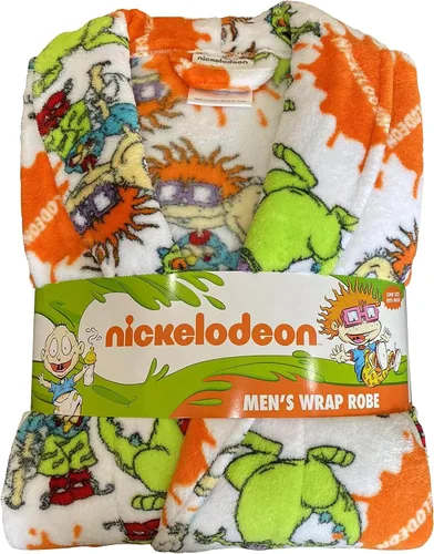 Vista 3 de Nickelodeon Rugrats SUPER PLUSH Full-Length Long Sleeve Fleece Wrap Robe with Reptar, Tommy and Chuckie