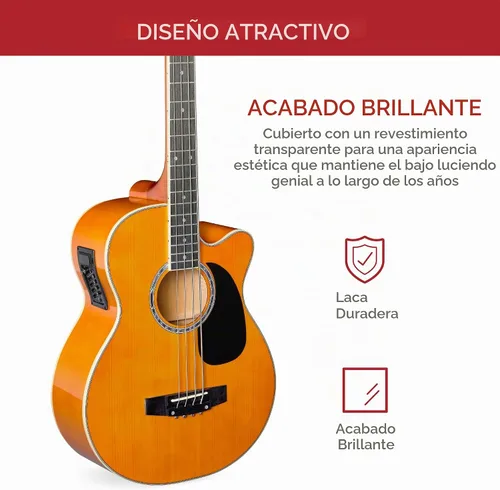 Vista 4 de Best Choice Products Guitarra Bajo Eléctrica Acústica, Tamaño Completo de 4 Cuerdas, Guitarra Bajo con Trastes con Funda de Transporte Acolchada