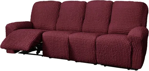 Vista 36 de vctops 4 fundas para sillas reclinables con textura de sirsaca a cuadros, suaves y elásticas, protector de muebles antideslizante con parte inferior