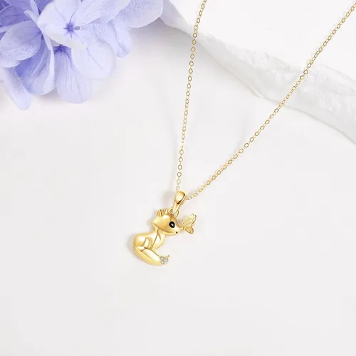 Vista 3 de Collar de oro real de 14 quilates, delicado regalo de joyería de verano para mujeres, amantes, San Valentín, Navidad, regalos del día de la madre