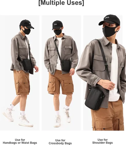 Vista 9 de WEPLAN Bolso cruzado para hombre, mini bolso de hombre, bolso de hombro de mensajero de viaje para hombre, bolsas laterales pequeñas para hombre