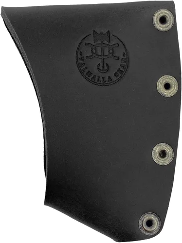 Vista 5 de Cubierta de hoja de hacha hecha a mano de cuero de grano completo, funda protectora, funda de seguridad de hoja de hacha pequeña, accesorio de Negro