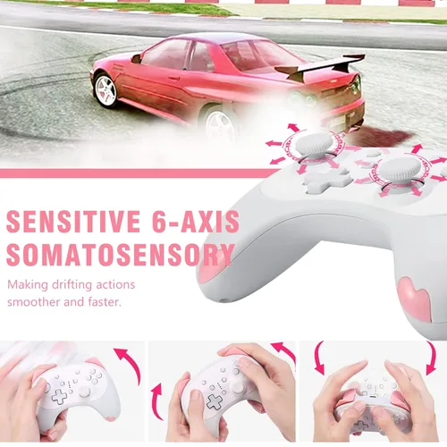 Vista 3 de IINE Cat Controller for Nintendo Switch Cute Wireless Pro ControllerKawaii Game AccessoriesWhite