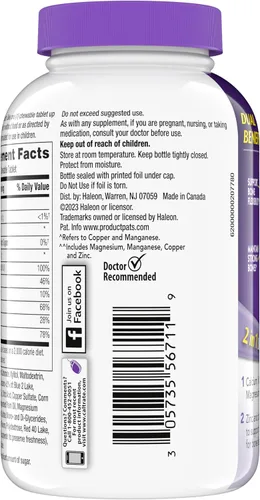 Vista 11 de Caltrate Chewables 600 Plus D3 Plus Minerals Suplemento de vitamina D de calcio, cereza, naranja y fruta, 90