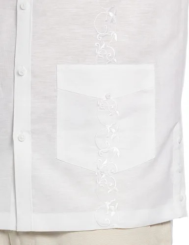 Vista 3 de Cubavera Camisa Guayabera de manga corta con bordado tonal de lino para hombre