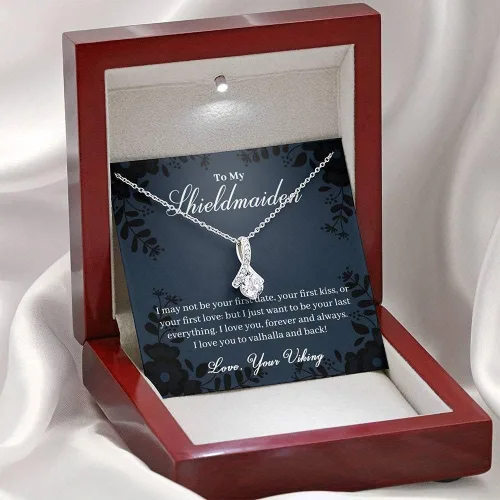 Vista 4 de Joyería hecha a mano To My Shieldmaiden Love You to Valhalla And Back Love Knot Collar, regalo de joyería vikinga Shieldmaiden esposa, regalo