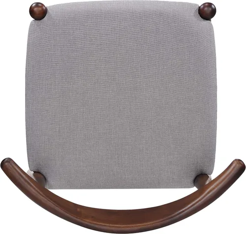 Vista 9 de Sandra Grey set de 2 sillas modernas, para comedor, estilo mediados de siglo, de tela color gris y madera de nogal.