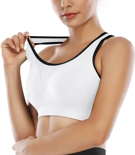 Vista 5 de Heathyoga Sujetadores deportivos de alto impacto para mujer sujetadores deportivos con relleno sujetador de entrenamiento para mujer con espalda