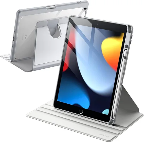 Vista 10 de JETech Funda giratoria para iPad 9/8/7 (10.2 pulgadas, modelo 2021/2020/2019, 9ª/8ª/7ª generación) con soporte para lápiz, rotación de 360 grados