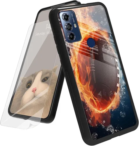 Vista 13 de Funda para Motorola Moto G Play 4G 2024 con protector de pantalla, parte trasera de vidrio templado + funda de silicona suave TPU absorción