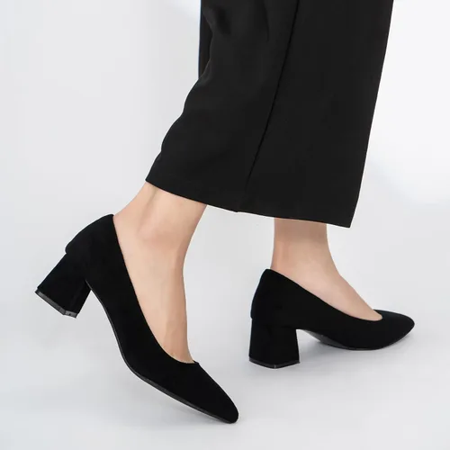 Vista 6 de Zapatos de tacón bajo gruesos para mujer, cómodos zapatos con estampado de cocodrilo con punta puntiaguda.