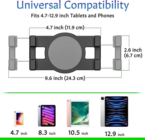 Vista 3 de Soporte de pared para iPad, soporte de pared para tableta, soporte giratorio ajustable de 360 ° 180° Horizontal/Vertical Tilt Arm, Compatible with