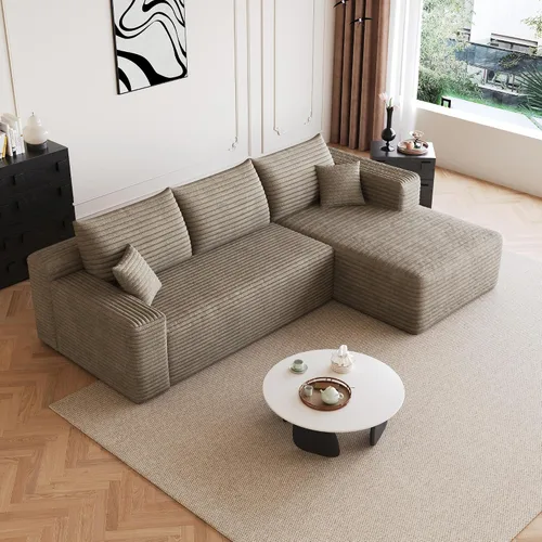 Vista 32 de AUGOP Sofá modular moderno de 96 pulgadas para sala de estar, sofá modular con sofás en forma de L, sofá tapizado sin hueso, sofá seccional con Negro