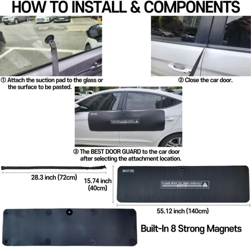 Vista 6 de BestDoorGuard - Protector magnético extraíble para puerta de automóvil, protector ligero para puerta de automóvil, protector de abolladuras