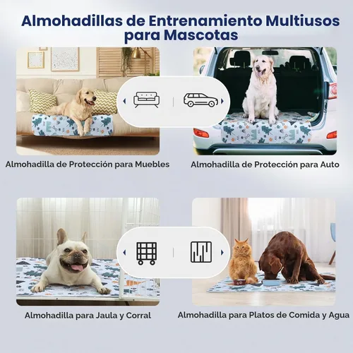 Vista 3 de Almohadillas lavables para orina para perros, 2 paquetes pequeños de 18"x24", almohadillas reutilizables súper absorbentes para cachorros Azul oscuro