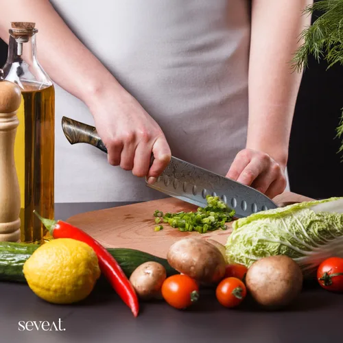 Vista 5 de Cuchillo de cocina de Damasco, acero de damasco de 67 capas, juego de cuchillos de chef profesionales de 13 pulgadas para cocina, mango ergonómico
