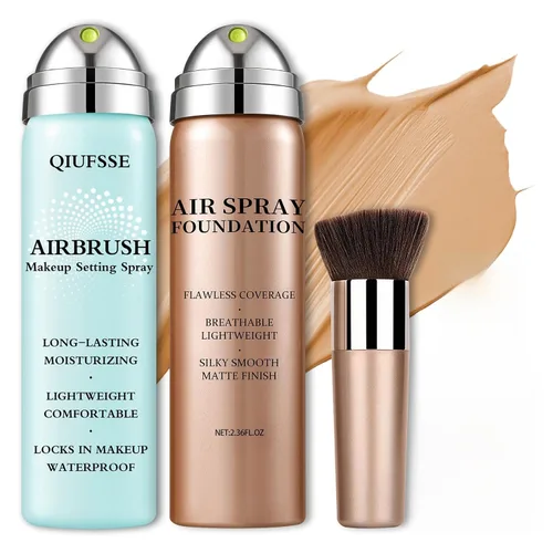 Vista 10 de Air Brush - Base de maquillaje y spray de fijación de maquillaje para cara, hidrata e hidrata, cobertura mate para piel grasa, maquillaje