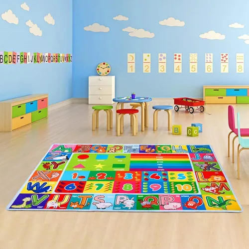 Vista 7 de IMIKEYA Alfombra educativa para niños, colección de juegos ABC, números y formas, alfombra de juego para niños, alfombra de juego para sala