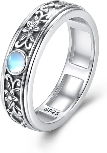 Vista 16 de POPLYKE Anillos giratorios giratorios de plata de ley para mujeres y hombres, para aliviar la preocupación y el estrés, regalo ankh