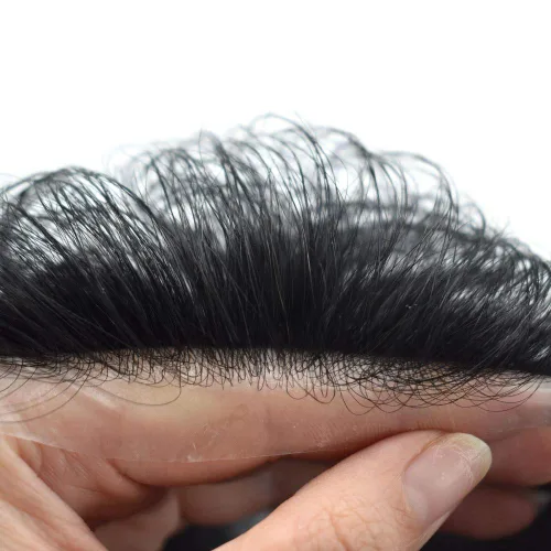 Vista 4 de Toupee - Sistema de reemplazo de cabello para hombres, 0.002 in, invisible, ultra fina, para hombre, pieza de pelo tipo tupé, todas