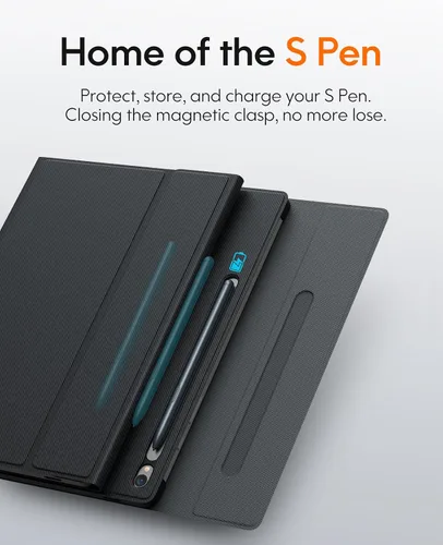 Vista 5 de CHESONA Funda para Samsung Galaxy Tab S9 Fe con teclado, retroiluminación de 7 colores, teclado magnético desmontable y soporte para S Pen, funda