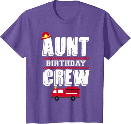 Vista 61 de Aunt Birthday Crew Fire Truck Fireman - Camiseta para fiesta de acogida, Negro, S
