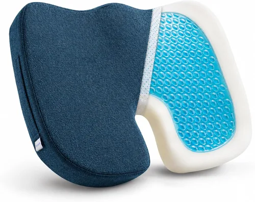 Vista 8 de Cojín de asiento para sentarse de forma prolongada, cojín de espuma viscoelástica de gel refrescante, espalda, ciática, coxis, alivio del dolor