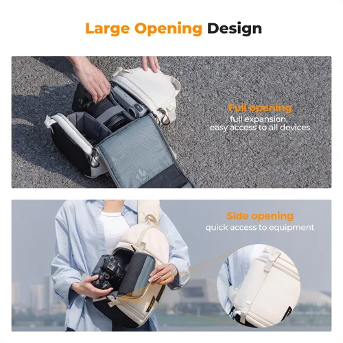 Vista 5 de K&F CONCEPT Bolsa bandolera para cámara, mochila de hombro para cámara DSLR/SLR/SLR/sin espejo, compatible con Canon/Nikon/Sony/Fuji/Gopro/DJI