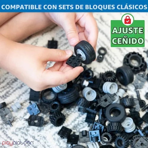 Vista 5 de Play Platoon Juego de ruedas, neumáticos y ejes de 144 piezas, compatible Juego de ruedas y ejes de 144 piezas