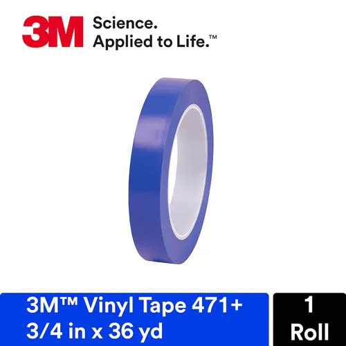 Vista 2 de Cinta de vinilo color índigo 3M 471+ PN2510, empacado de forma conveniente (empaque de 1 unidad), Azul, 1