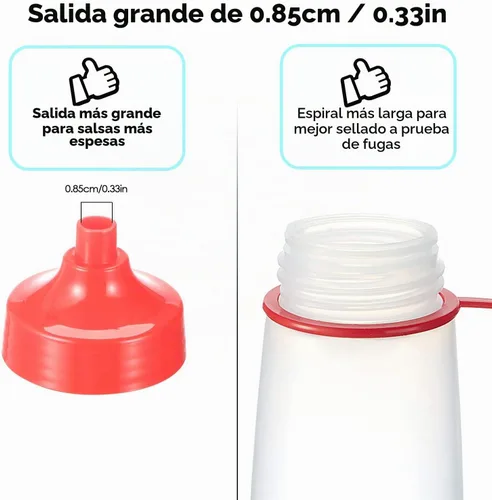 Vista 2 de Botella exprimidora de condimentos para salsas de boca ancha, botellas de plástico para condimentos, pintura, salsa de tomate, mostaza, aceite