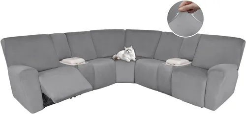 Vista 117 de HDCAXKJ Fundas de sofá seccional reclinable de terciopelo, cubierta de sofá seccional en forma de L, lavable, elástica, suave, para rincón