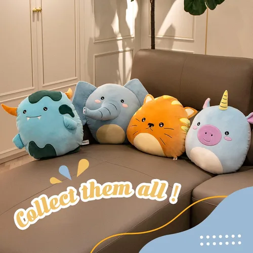 Vista 5 de Almohada de peluche de 15 pulgadas con forma de monstruo súper suave, cojín elástico para sofá, decoración de cumpleaños, regalo de San Valentín