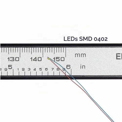 Vista 3 de 50 piezas pre-cableadas micro LED pre-soldadas 0402 SMD LED con accesorios de montaje para la construcción de modelos principiantes