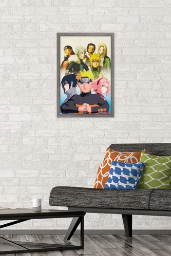 Vista 2 de Trends International Naruto Shippuden - Póster de pared de arte clave, 14.725 x 22.375 pulgadas, versión enmarcada de madera de granero