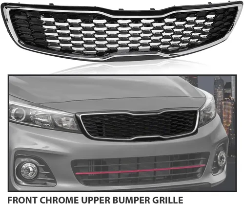 Vista 6 de CROSSDESIG Rejilla de parachoques superior cromada delantera compatible con Kia Forte5 Hatchback EX LX 2017 2018