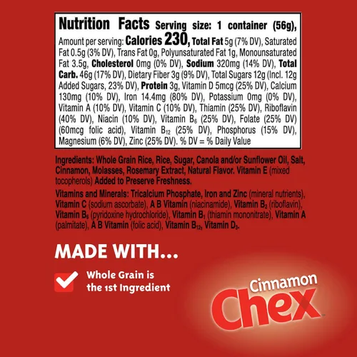 Vista 2 de Cinnamon Chex Cereal sin gluten, tazas de servicio de alimentos de una sola porción, 60