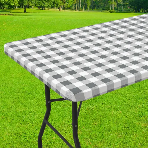 Vista 33 de Smiry Mantel cuadrado de pícnic, manteles de vinilo elásticos impermeables, fundas de mesa de lana cuadriculada con parte trasera de franela