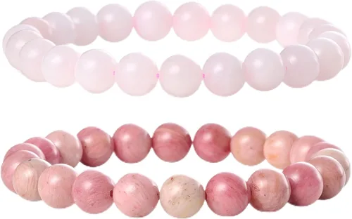 Vista 43 de Bivei - Pulsera elástica de cuentas redondas de cristales curativos semipreciosos naturales, hecha a mano, rellenadores de regalo para mujeres Ágata
