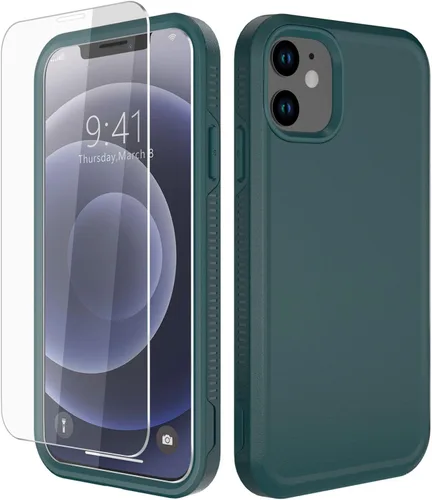 Vista 21 de Diverbox - Funda para iPhone 12 a prueba de golpes y caídas, protector de pantalla de vidrio templado, funda protectora de alta resistencia