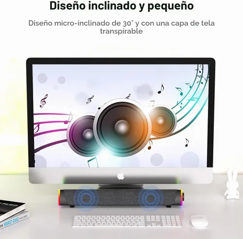 Vista 7 de SOULION Altavoces de computadora Bluetooth R30 Plus, con cable USB Gris