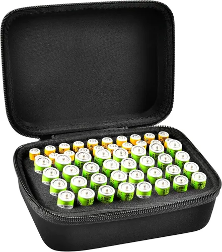 Vista 17 de Comecase - Funda organizadora de baterías para 48 pilas AA, EVA dura