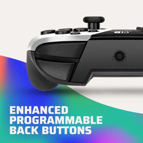 Vista 4 de PDP Gaming Faceoff Deluxe+ Wired Switch Pro Controller - Officially Licensed by Nintendo - OLED Model- BlackWhite - Nintendo Switch