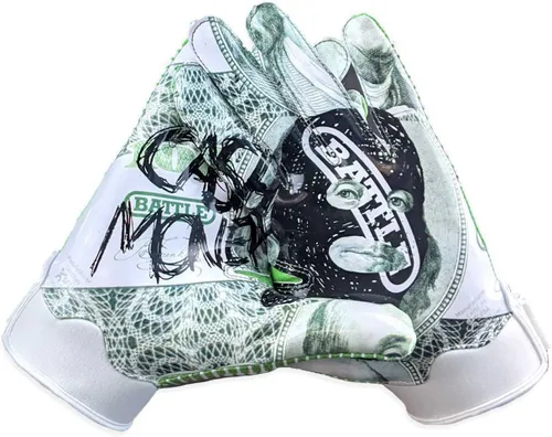 Vista 38 de Battle Sports - Guantes de fútbol americano para receptor abierto con dorso de mano, ultraadherentes y con agarre, antideslizantes, para adultos