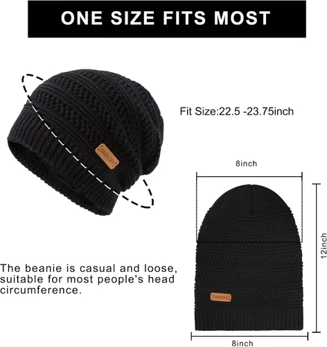 Vista 2 de Omechy - Gorro de punto para hombre de invierno gorro cálido