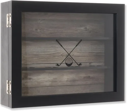 Vista 2 de Vitrina Shadowbox para pelotas de golf 12 bolas y 25 opciones de pelota Puerta frontal de vidrio