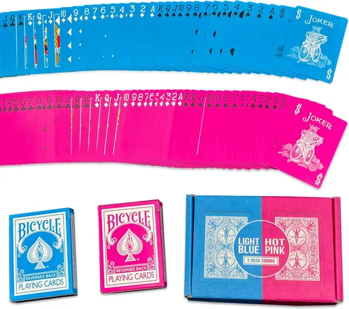 Vista 4 de Paquete gemelo rosa azul del tamaño del póker de los naipes de la bicicleta