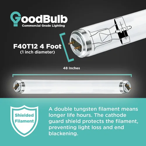 Vista 3 de GoodBulb Paquete de 30 bombillas fluorescentes T12 de 40 W de 48 pulgadas, sustituyen a F40T12/841, luz blanca fría de 4100 K, base bi-pin media