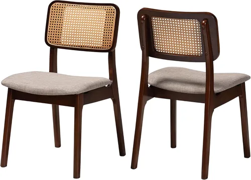 Vista 11 de Baxton Studio Dannon - Juego de 2 sillas de comedor, color crema/negro/marrón claro